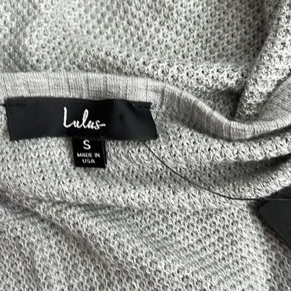 Lulus Personal Record Heather Grey Knit Balloon Sleeve Sweater Top - Picture 6 of 7